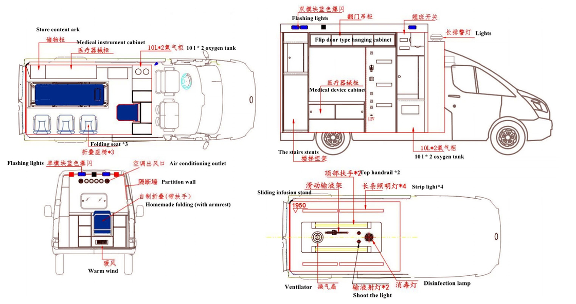 Salón de ambulancia130 HP Camión de ambulancia - ABS Sí Dimensiones generales 5670 × 2011 × 2726 Mm
