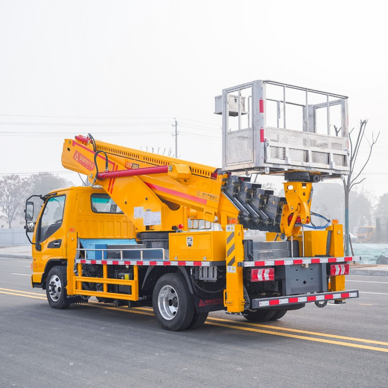 Camión de plataforma de trabajo aéreo de cabina para dos personas con V outriggers delantero y trasero