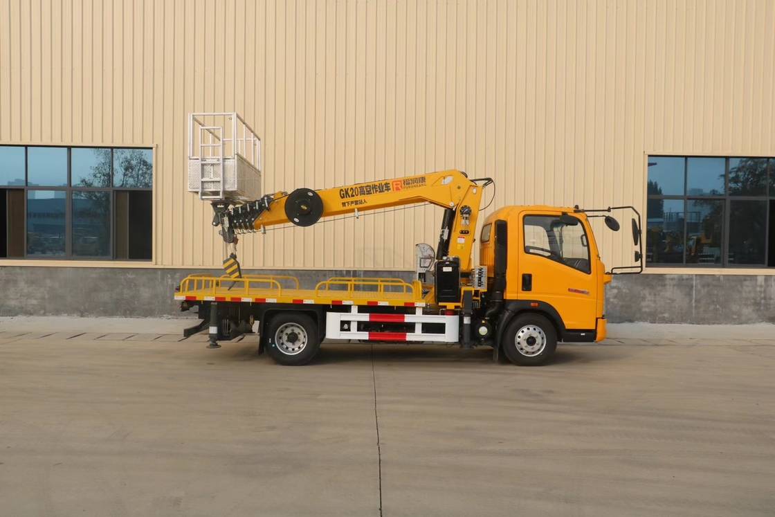 Camión de plataforma aérea telescópica de 21 metros HOWO Marca Boom Lift Cherry Picker Camión